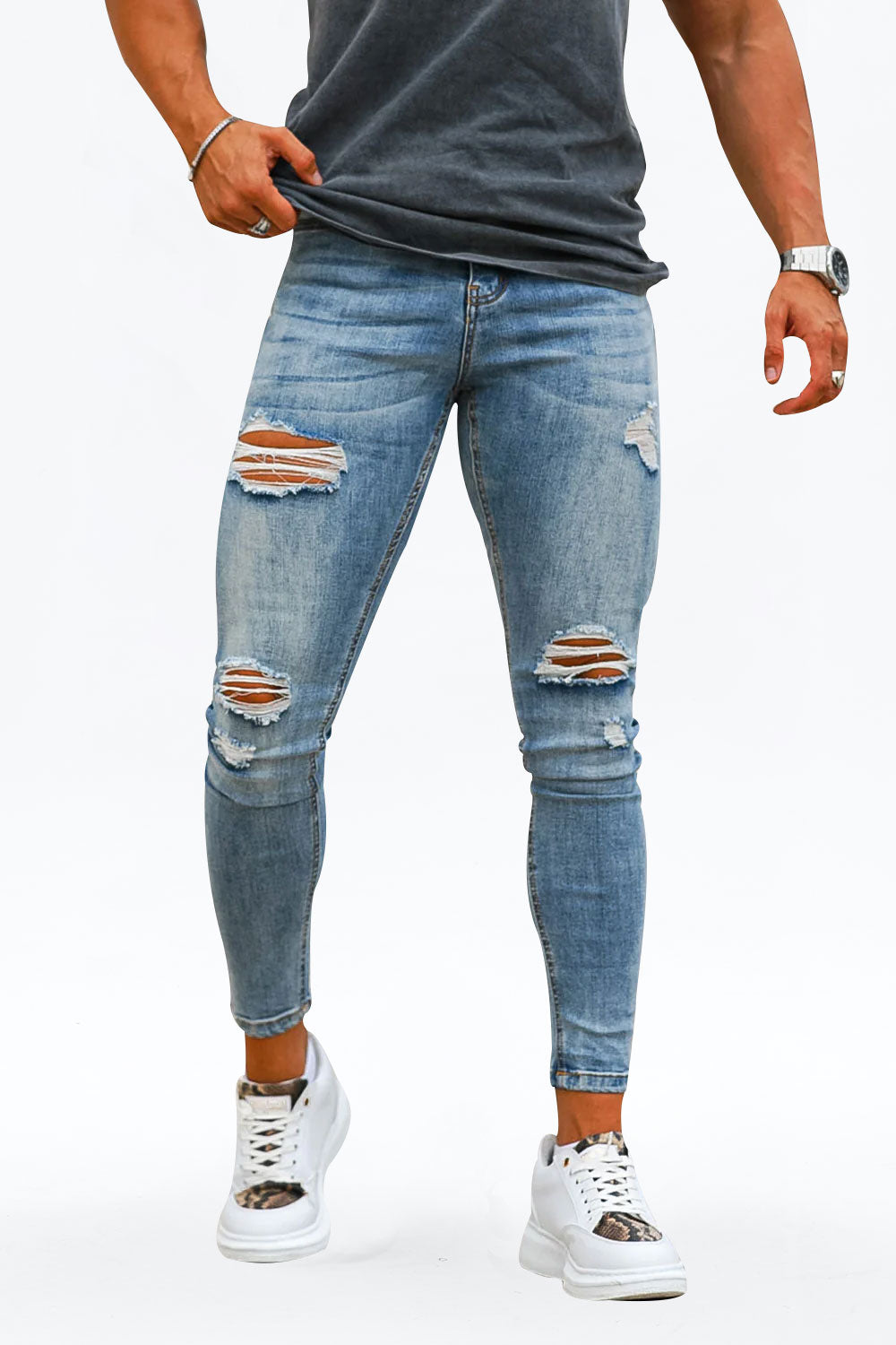 GINGTTO Men's Ripped Skinny Jeans