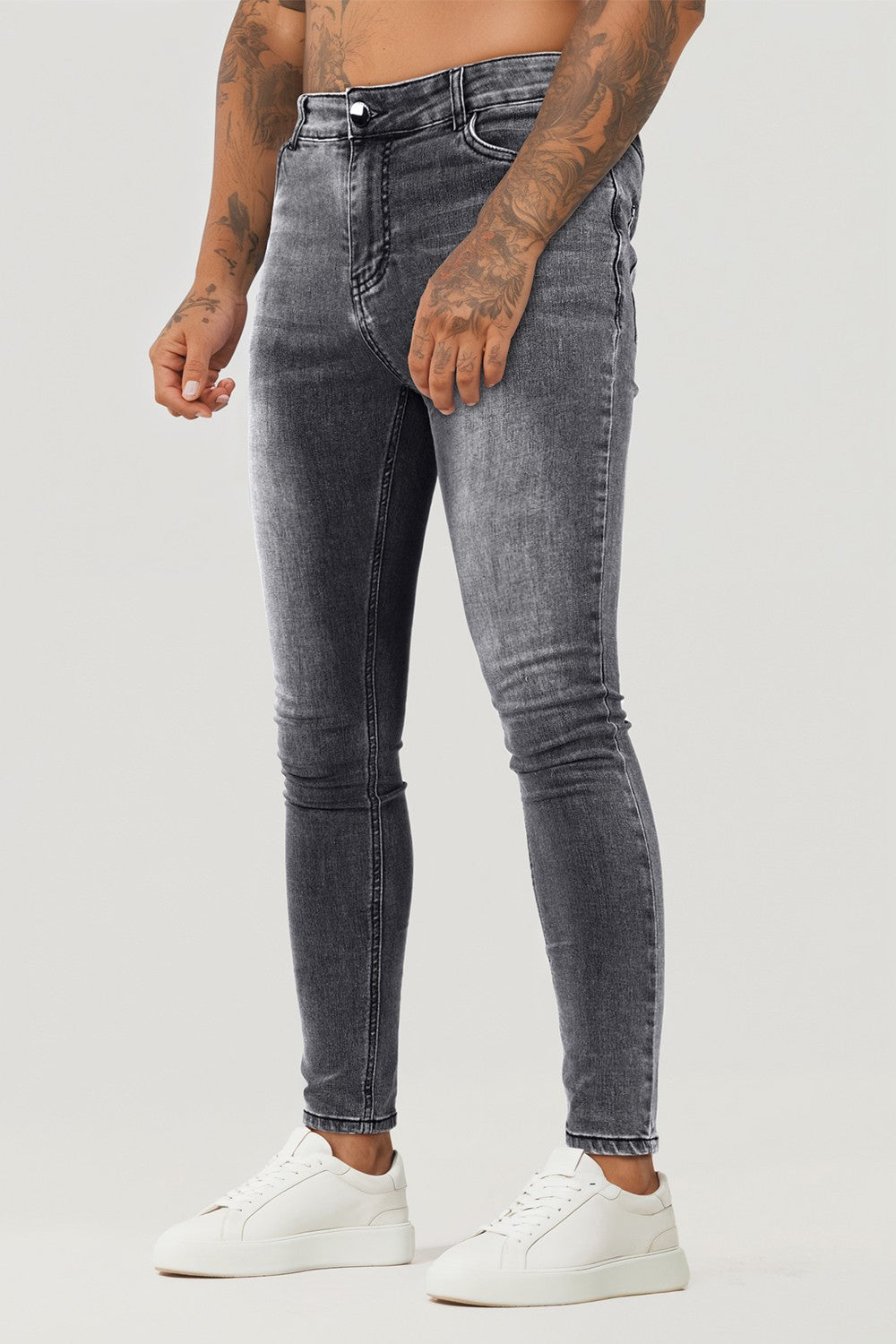 Mens washed fashion skinny jeans