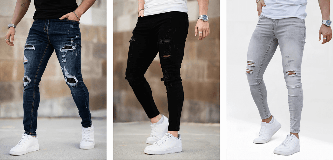 men's high-waisted ripped skinny jeans