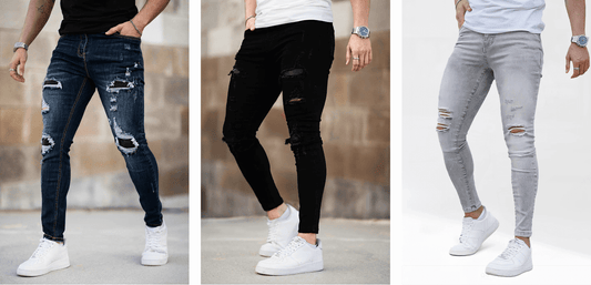 men's high-waisted ripped skinny jeans