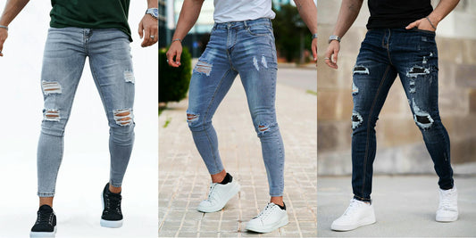 Men's ripped skinny jeans style