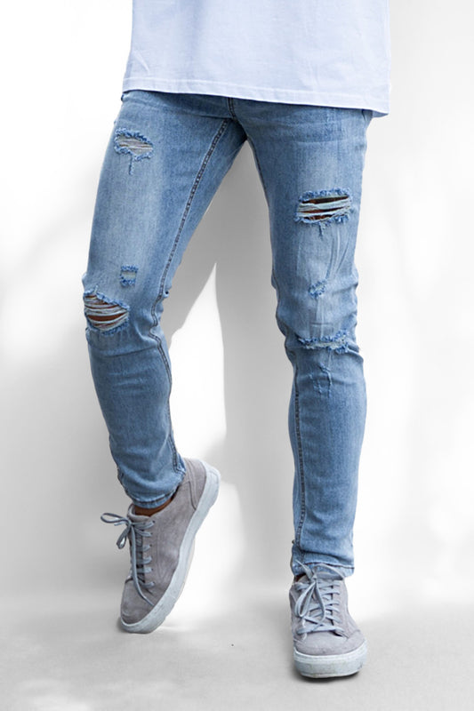 Zerrissene Stretch-Jeans für Herren, schmal, gerade