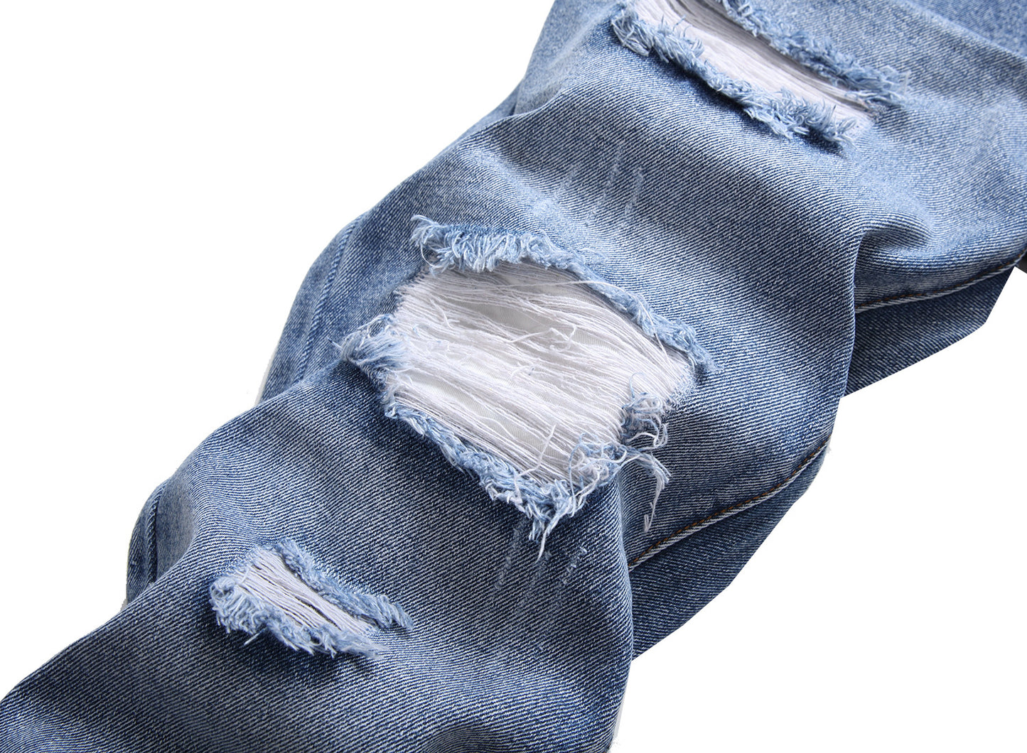 Men's blue patch ripped jeans