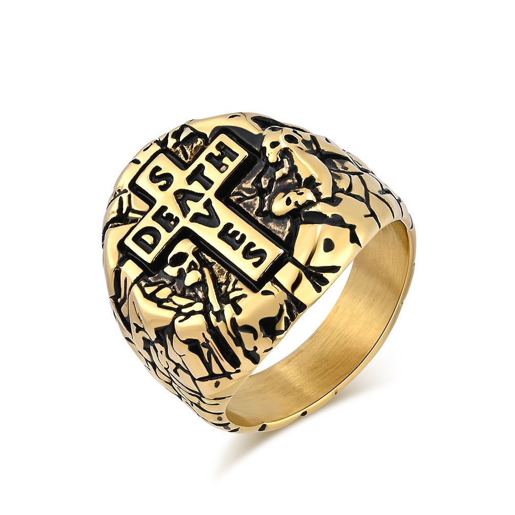 Gingtto Fashion Retro Style  Cross Ring