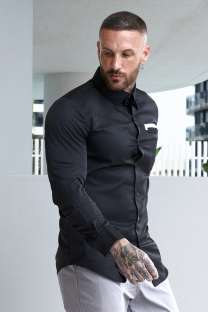 Men's Black Dress Shirt - Button