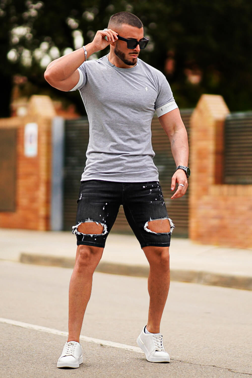 Men's Ripped Shorts - Black