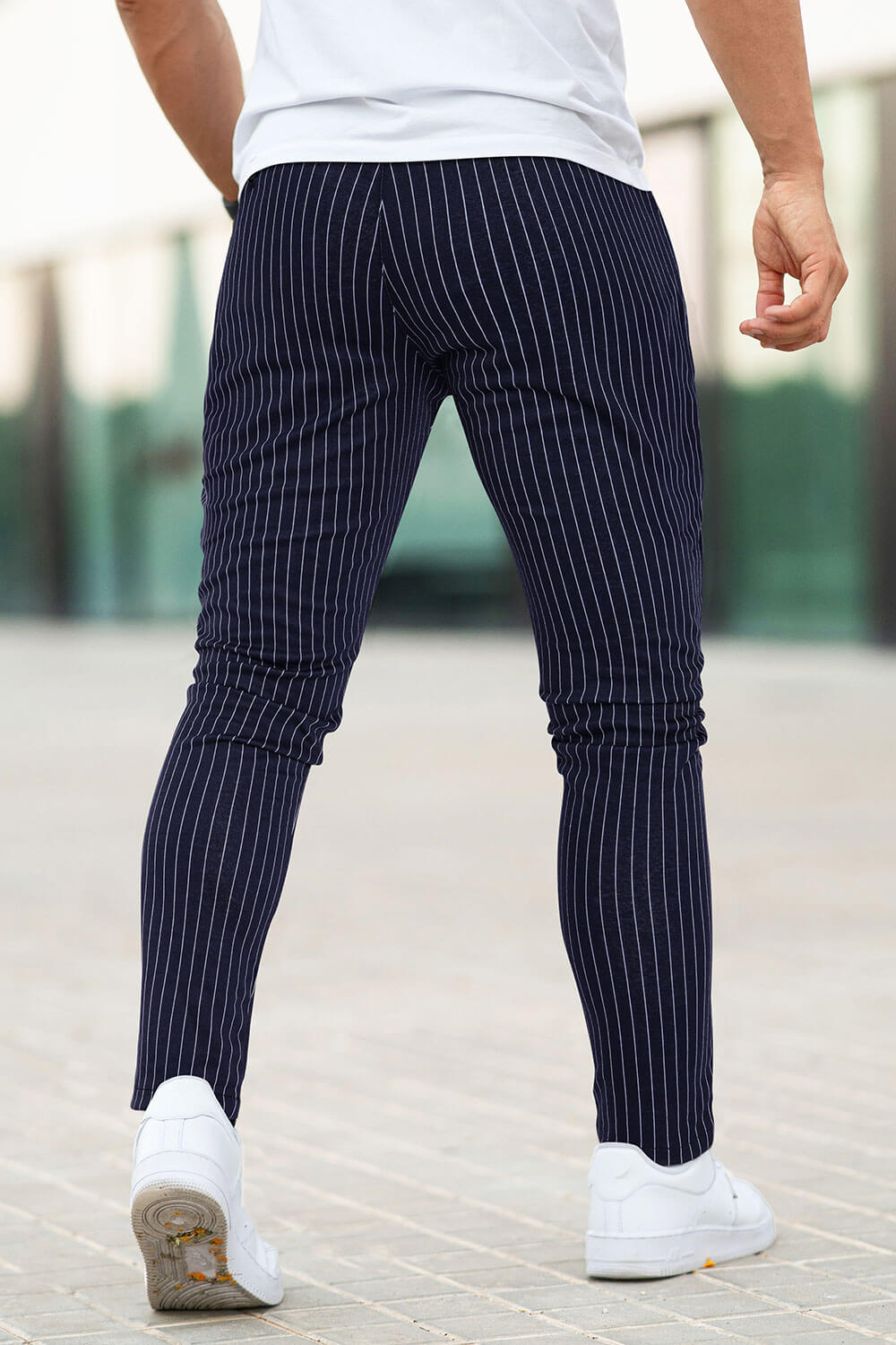 Men Casual Pant - Dark Blue & Stripe (Presale)