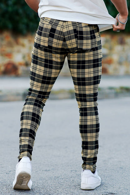 Men's Plaid Pant - Black And Light Yellow