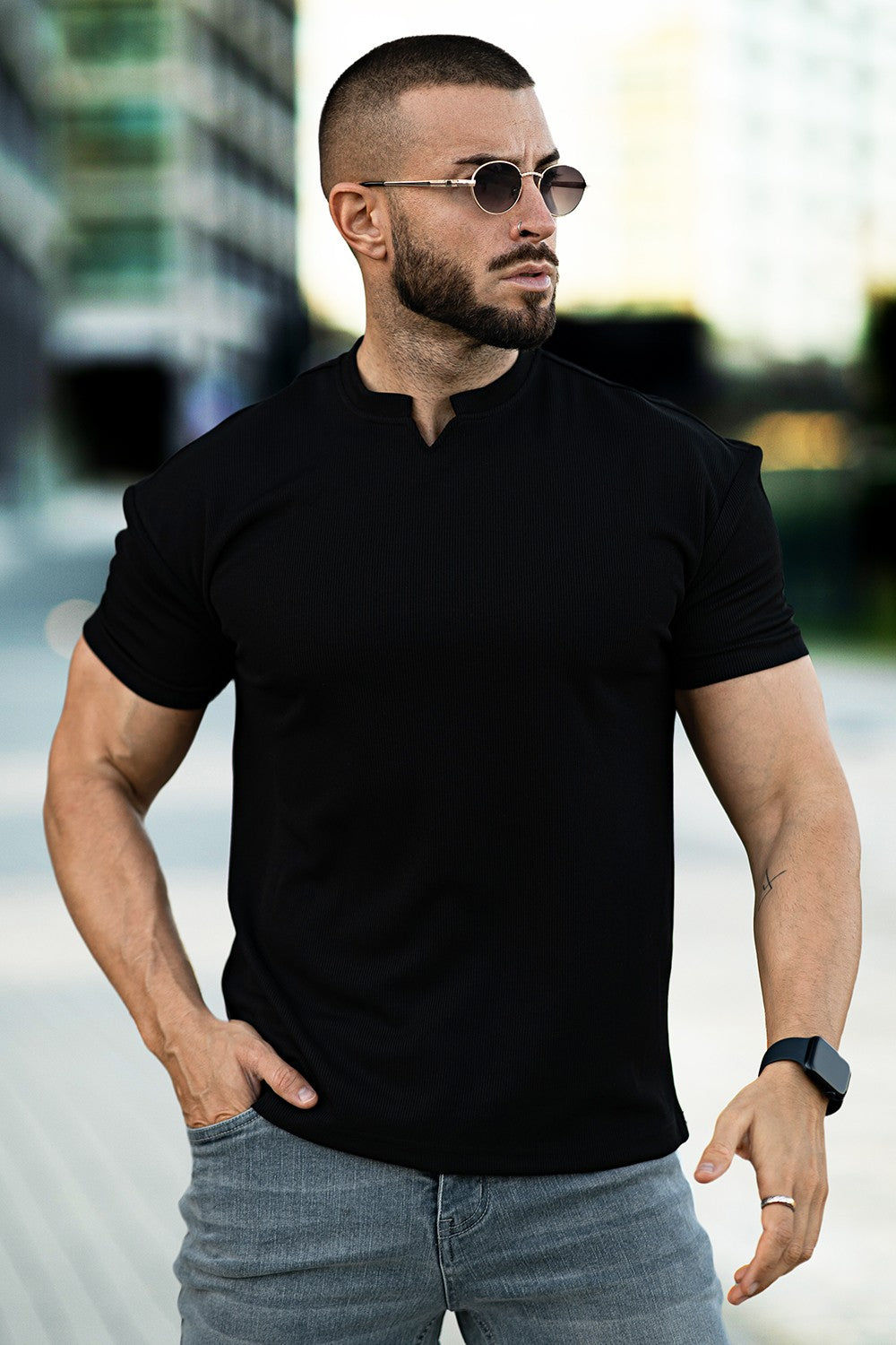 Men's V-Neck T-Shirt - Black