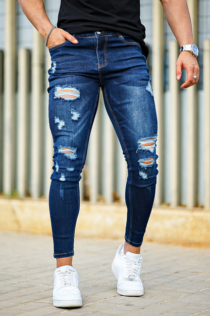 Jeans elasticizzati blu alla moda da uomo