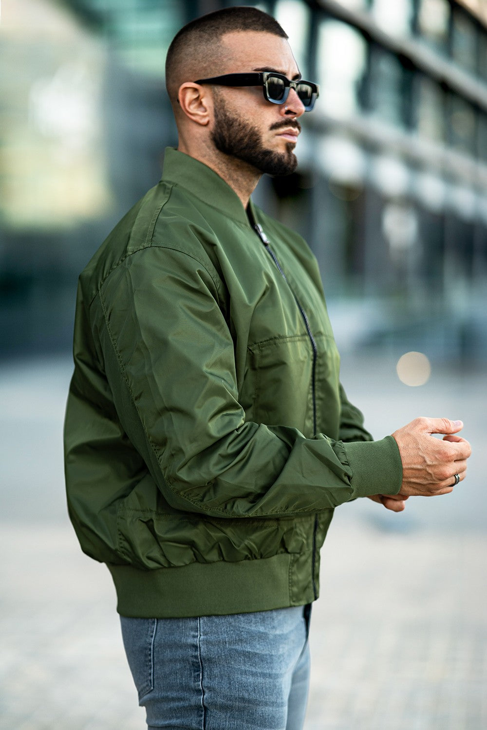 Green jacket man best sale