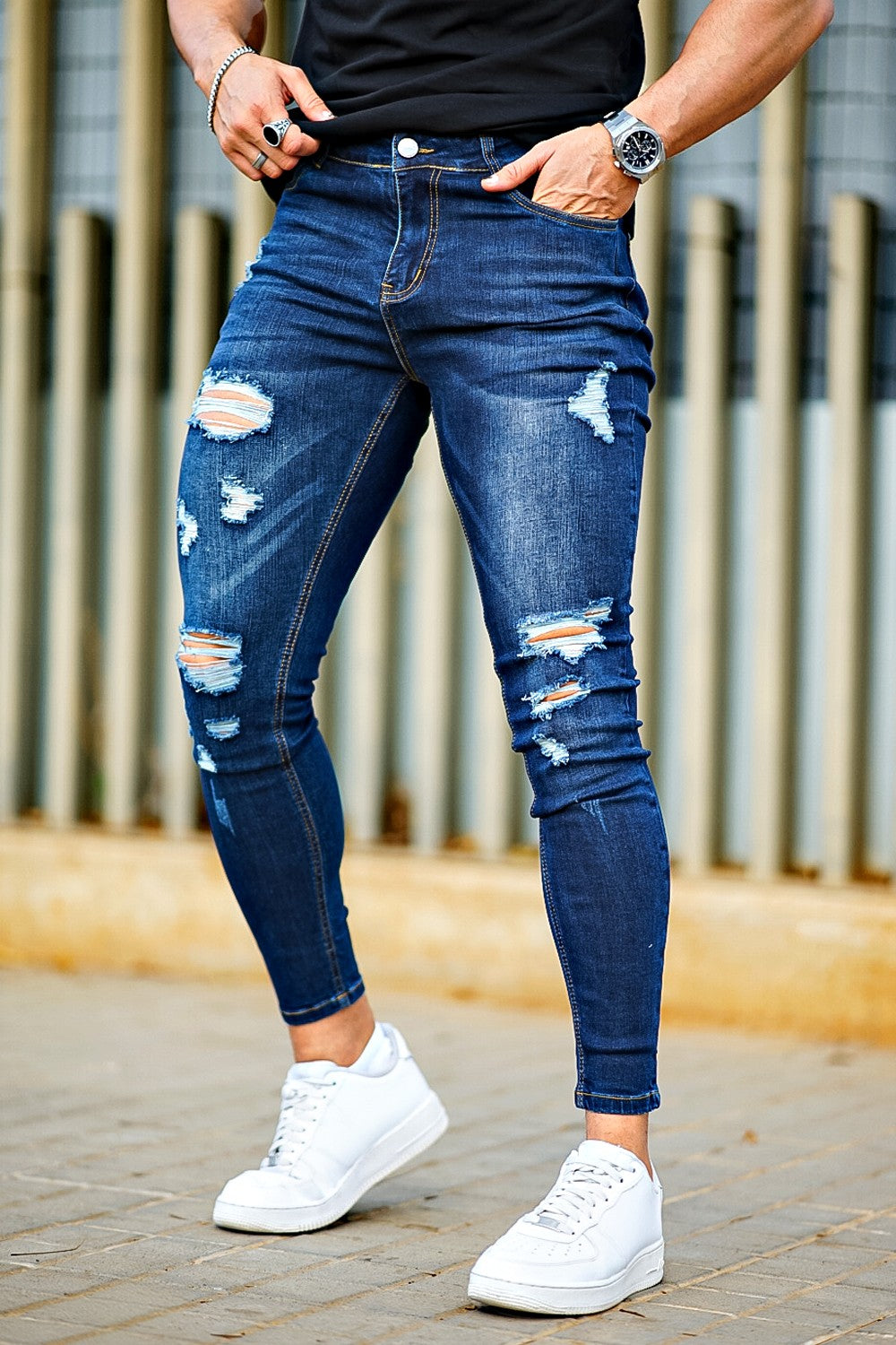 Zwarte stijlvolle skinny jeans voor heren met stretch