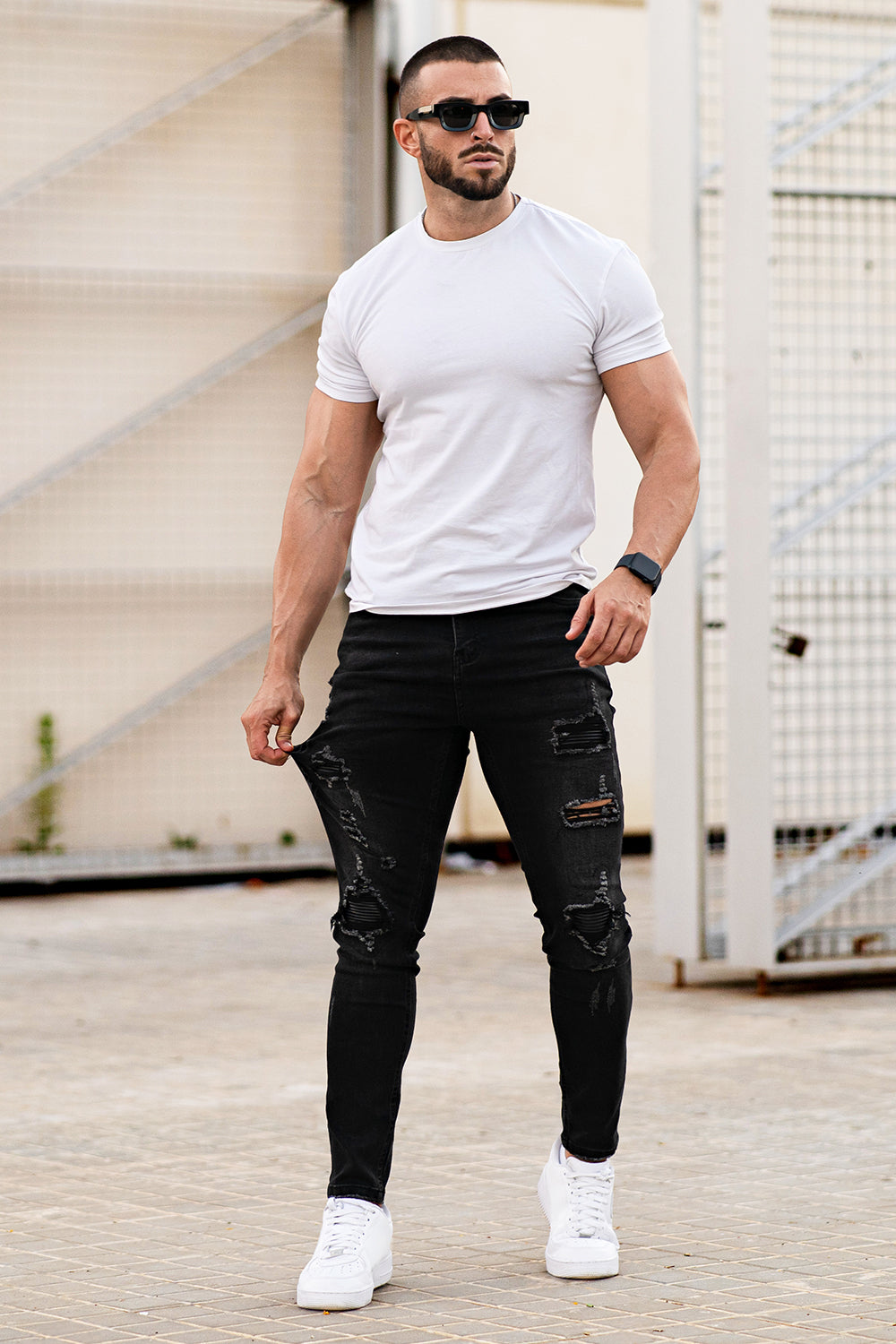 Black Ripped Skinny Jean - High Stretch