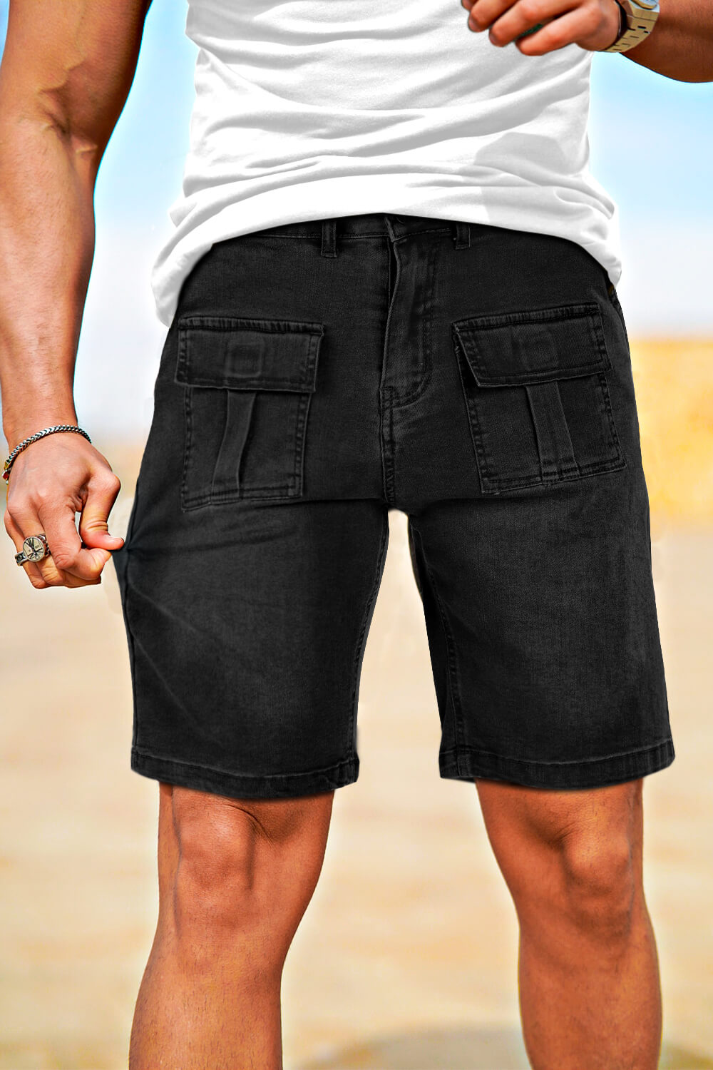 Buy $80 Free Shipping Men's Stretch Denim Short - Black