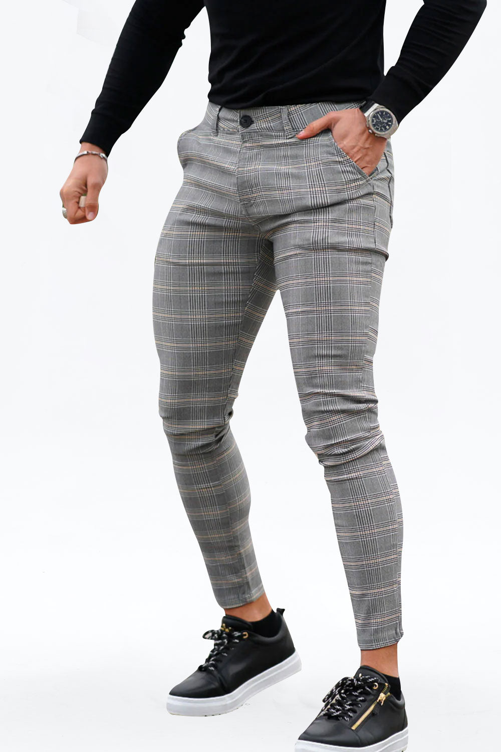 light grey plaid pants