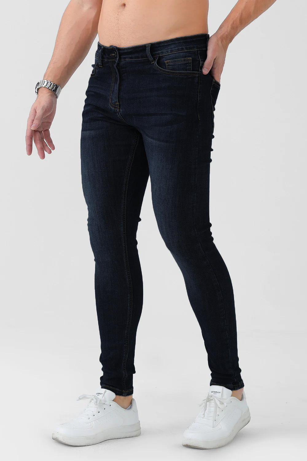 Relaxed Skinny Jeans - Black And Blue