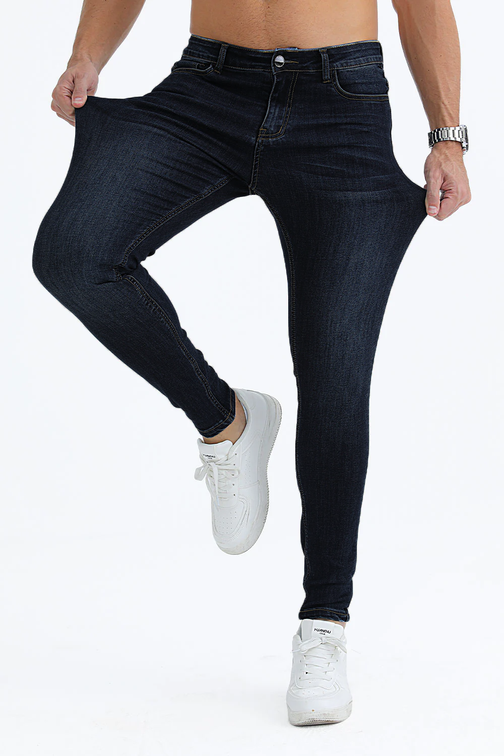 Relaxed Skinny Jeans - Black And Blue