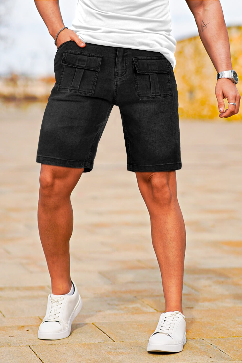 Buy $80 Free Shipping Men's Stretch Denim Short - Black