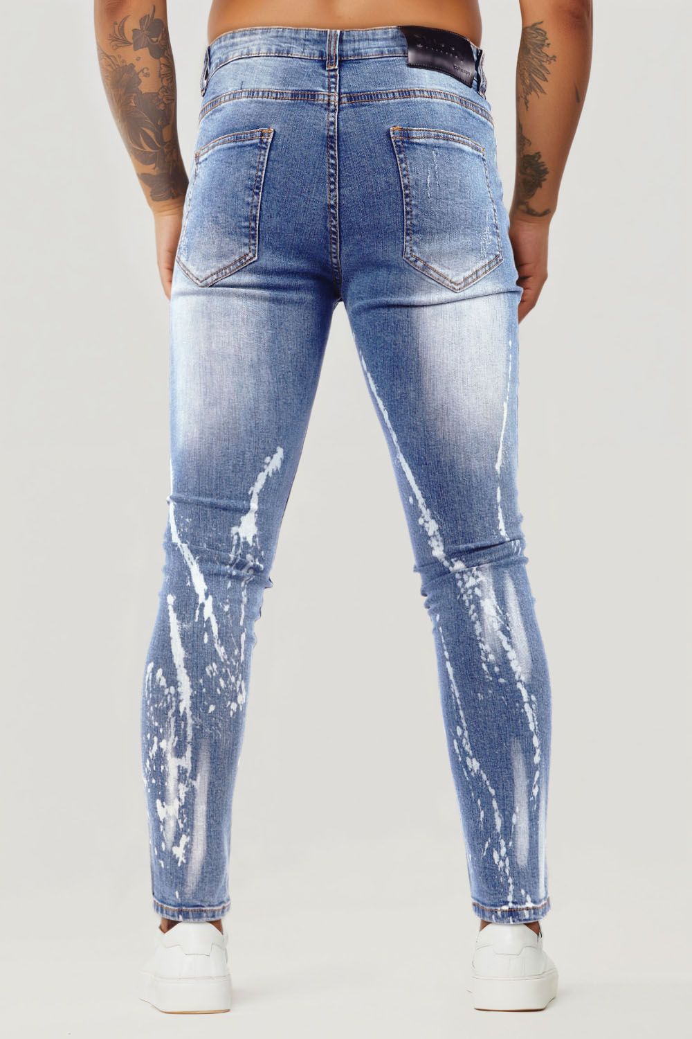 Jean skinny déchiré bleu clair pour hommes