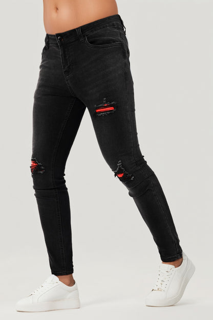 Men's Ripped Knee Skinny Jean - Black