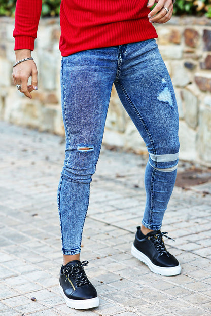 blue ripped skinny jeans