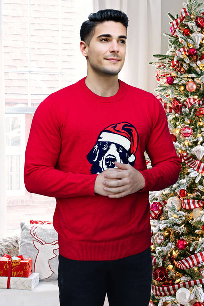 Warm Sweater For Men - Round Neck & Red