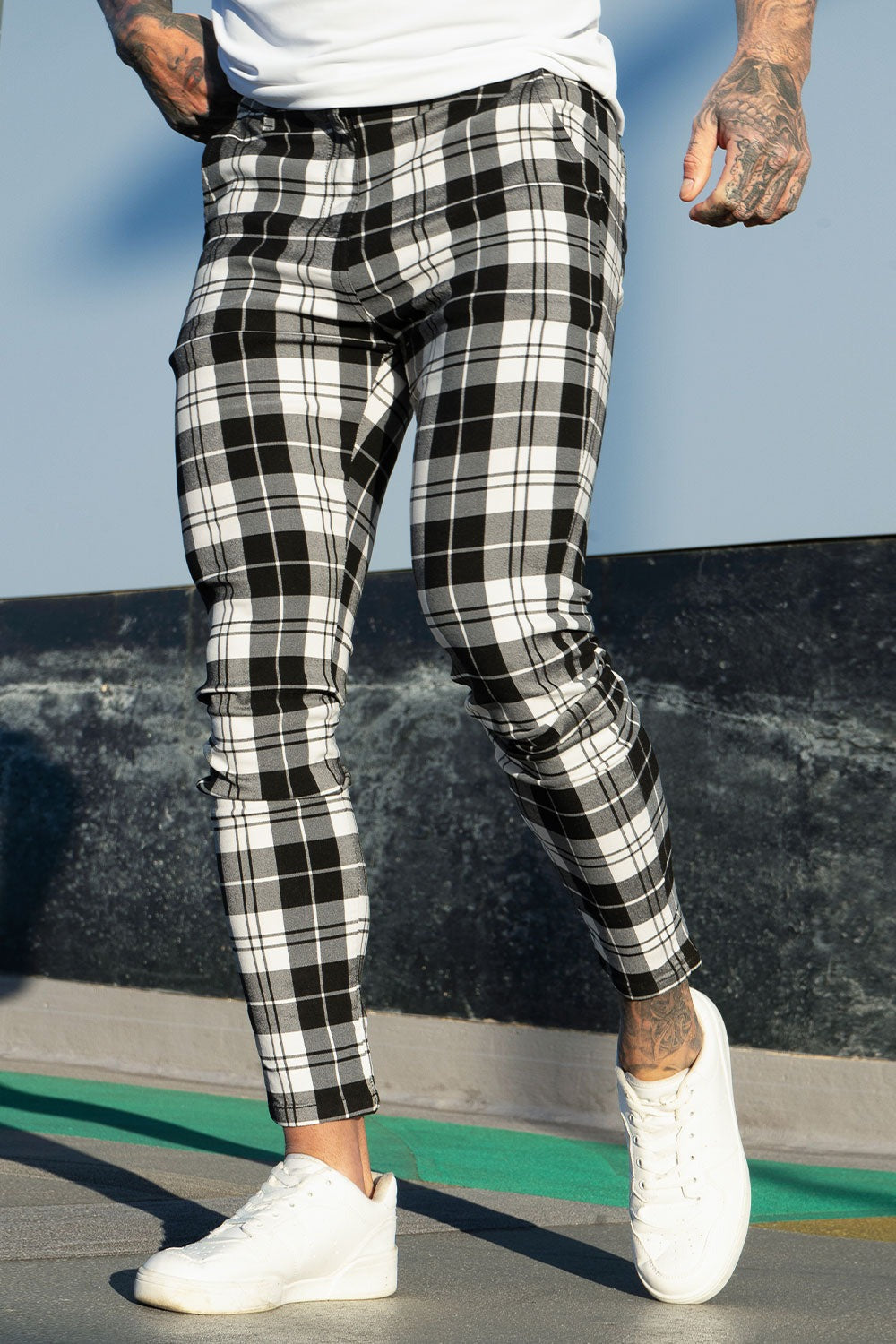  relaxed chino pants - grey & plaid