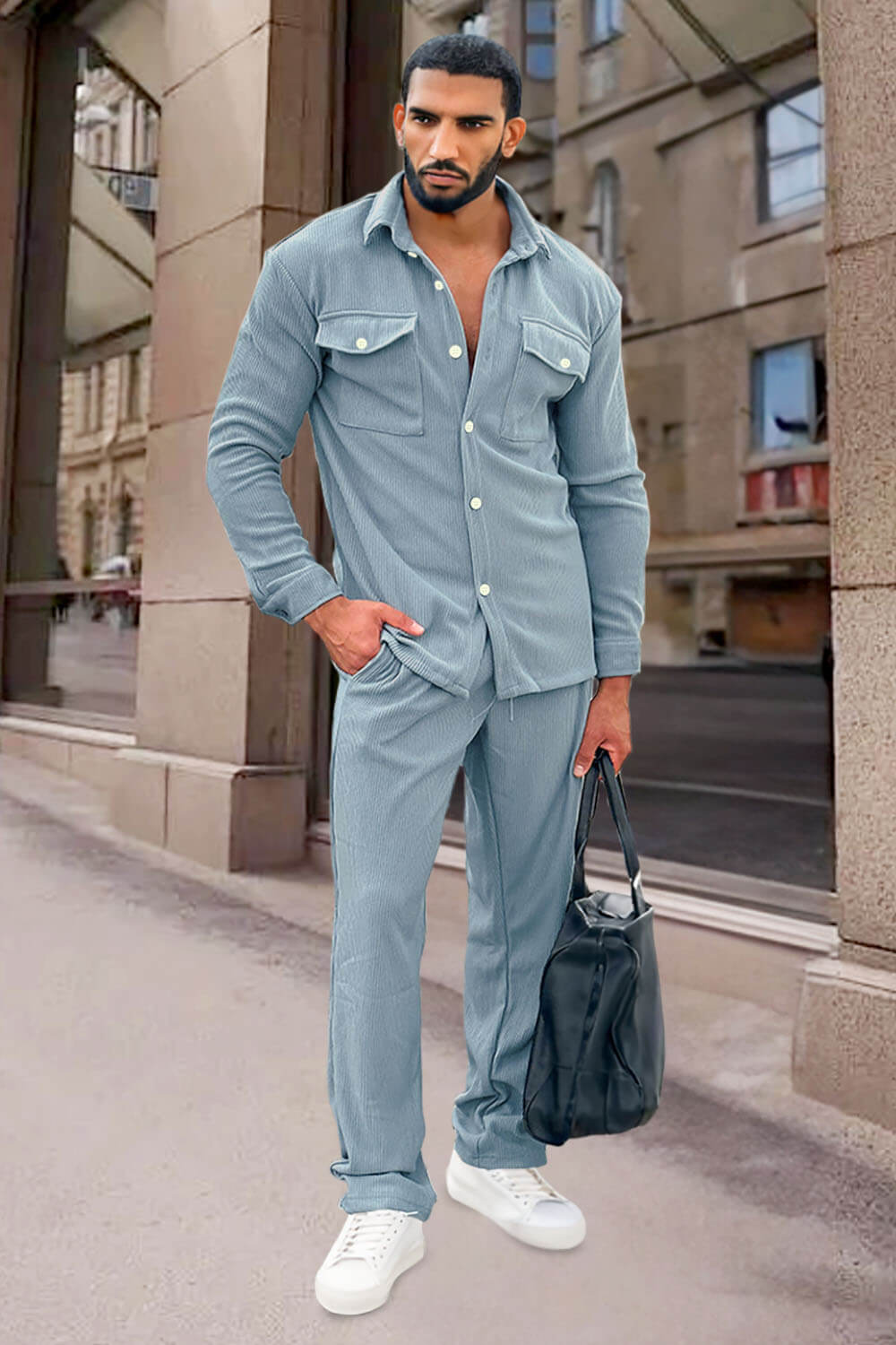 Men's Shirt Style Set - Light Blue