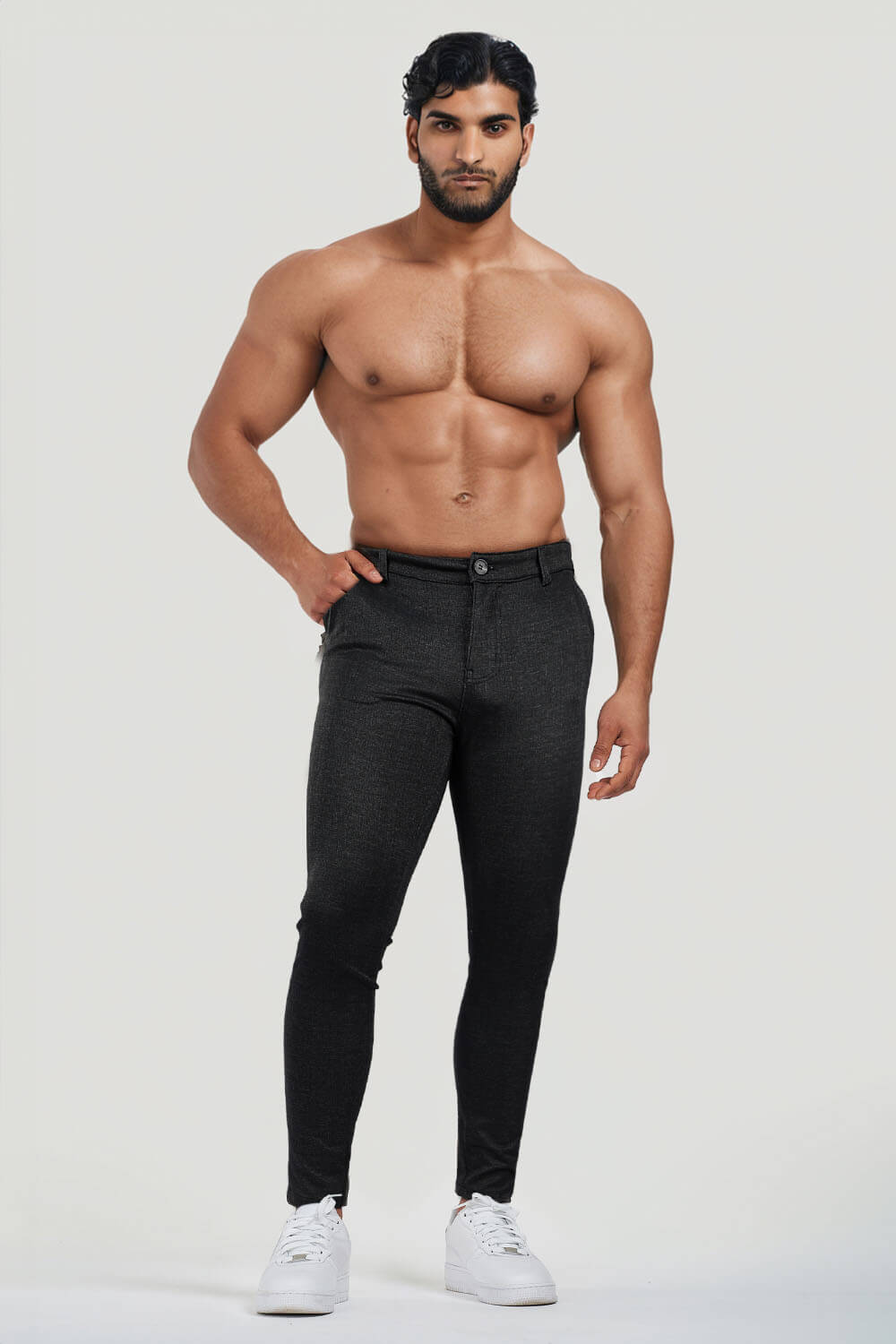 Mens Casual Black Trouser - High Elasticity