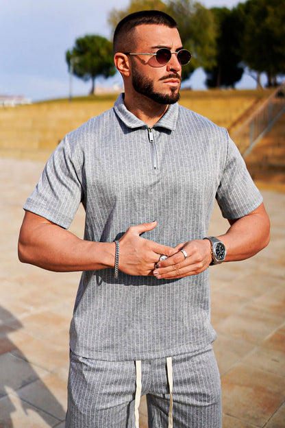 Men's Casual Sets - Stripe & Grey