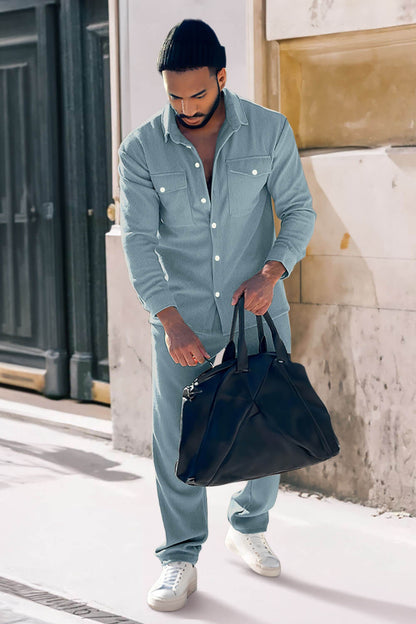 Men's Shirt Style Set - Light Blue