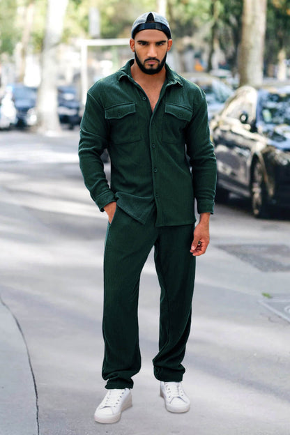 Men's Shirt Style Set - Dark Green