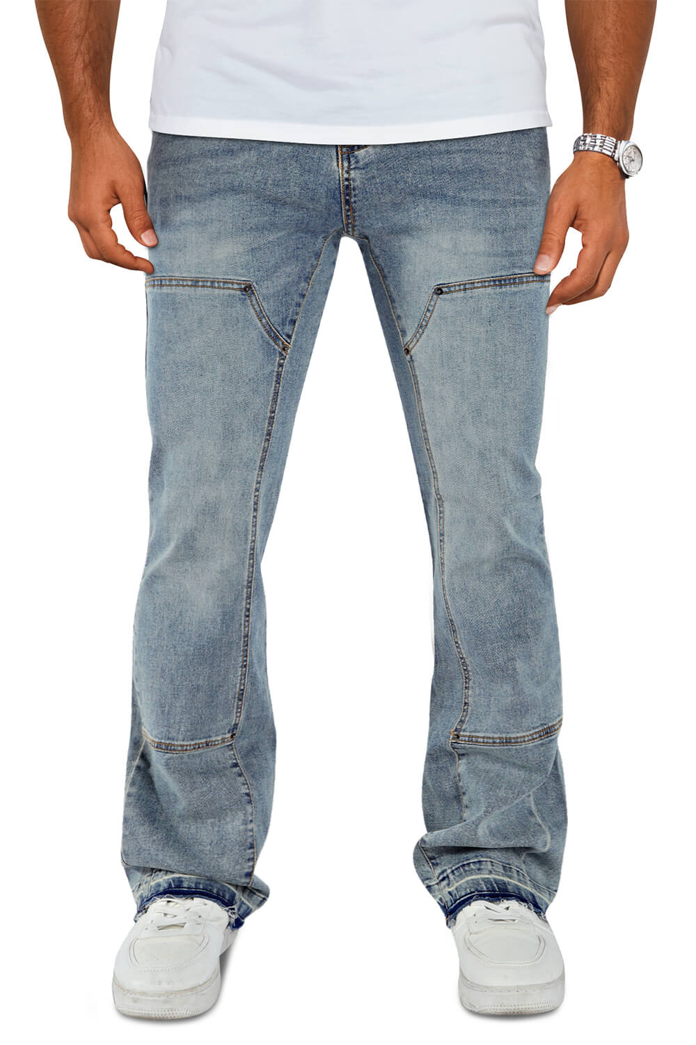 Men Denim Flare Pants - Blue