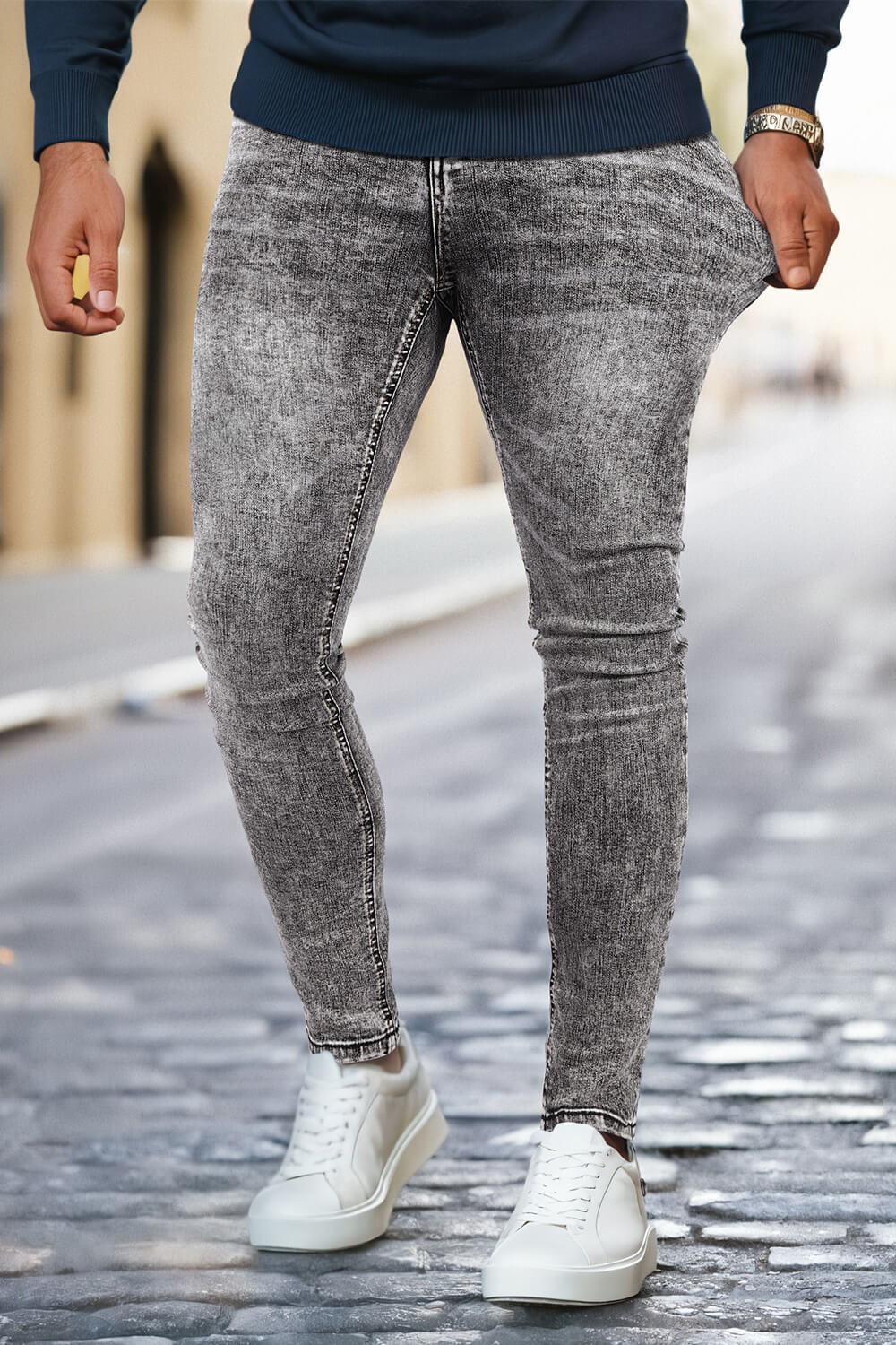 Men Gray Skinny Jeans - Washed