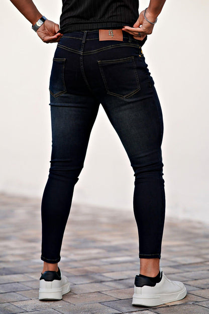 Relaxed Skinny Jeans - Black And Blue