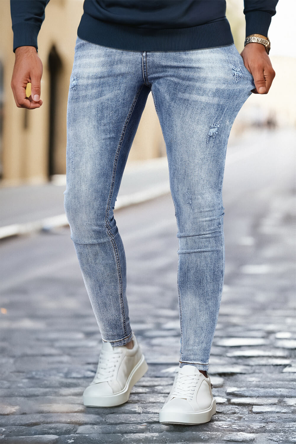 Men Stretch Skinny Jean - Wash Blue