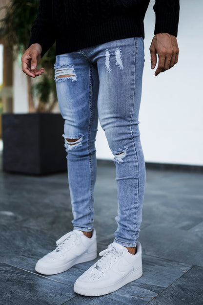 Light Blue Skinny Jeans - Ripped