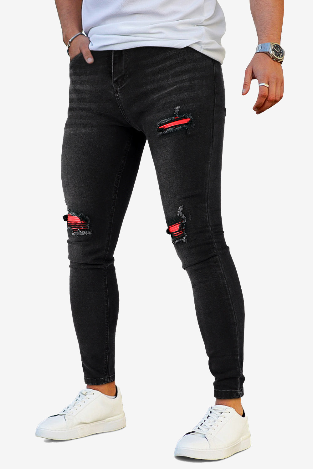 Men's Ripped Knee Skinny Jean - Black