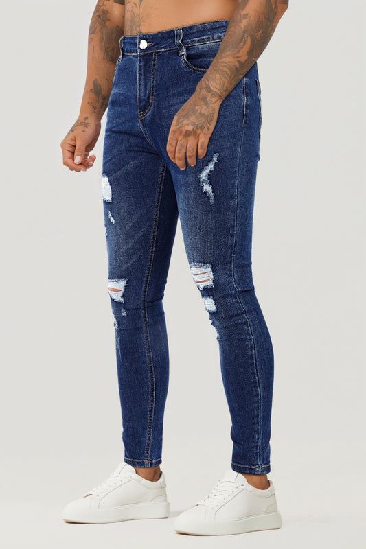 Mens Ripped Skinny Jean - Blue