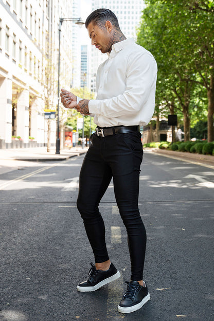 black stretch chinos