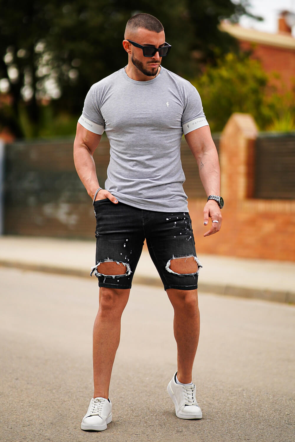 Men's Ripped Shorts - Black