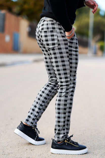 Mens Skinny Plaid Pant