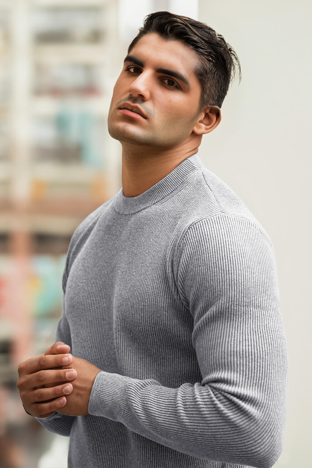 Round Neck Sweater - Grey