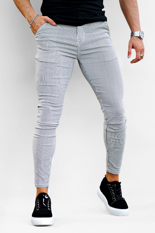 Pantalon Gris Homme - Rayure Verticale