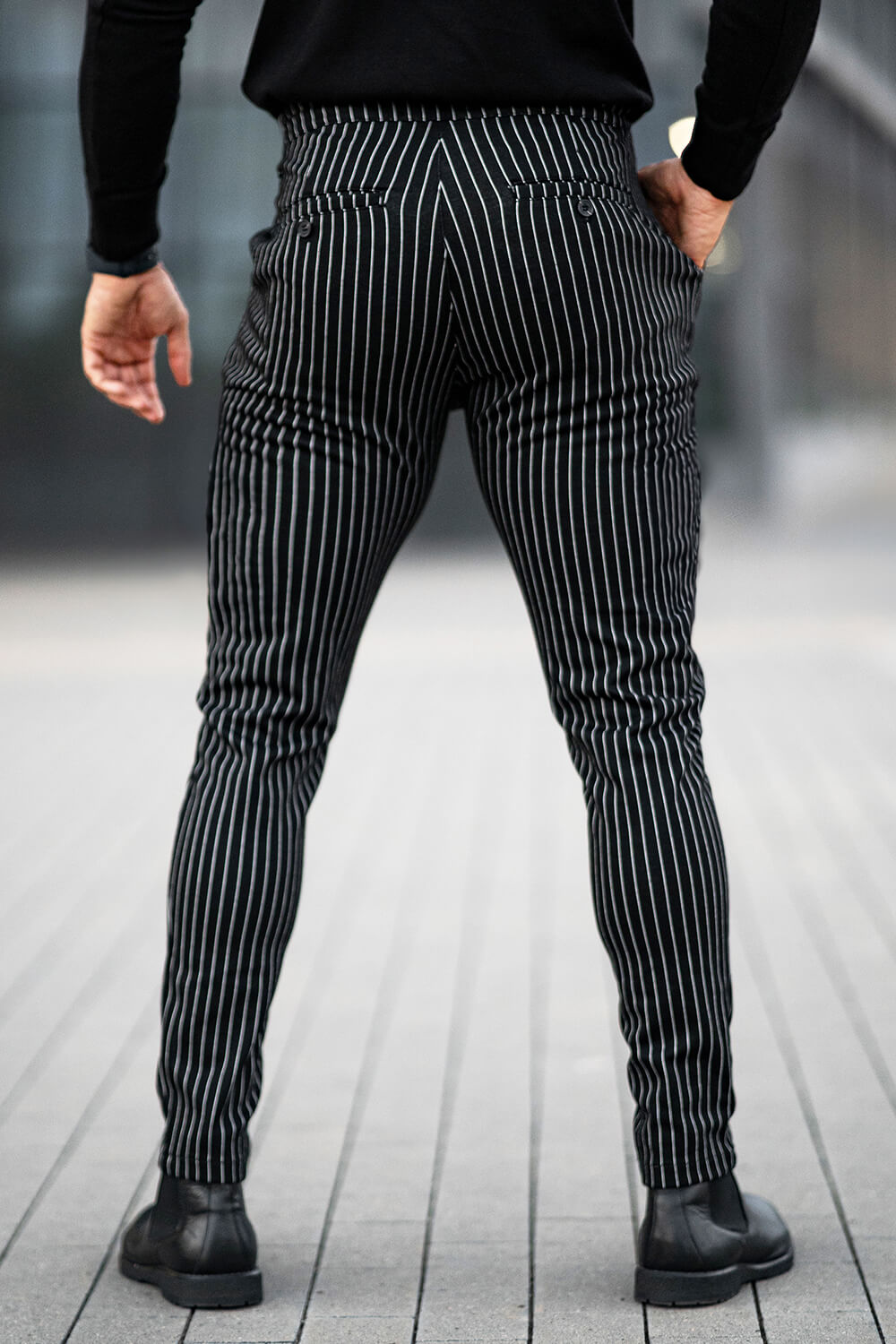 Men Casual Pant - Black & Stripe (Presale)