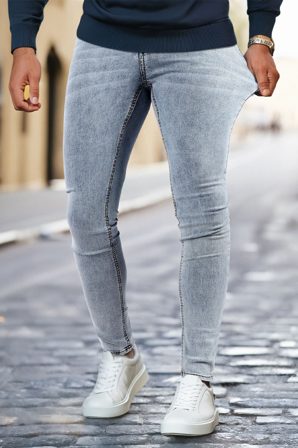 Men Light Blue Skinny Jeans