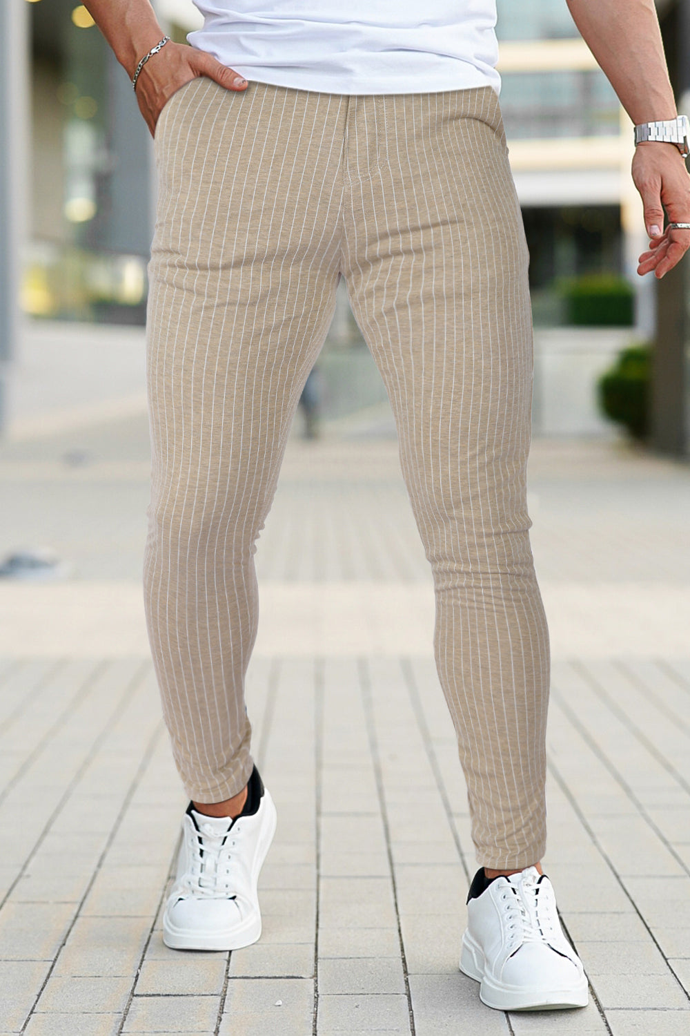 Men's Relaxed Chino Pant - Khaki And Stripe