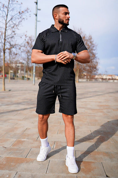 Men's Casual Sets - Stripe & Black