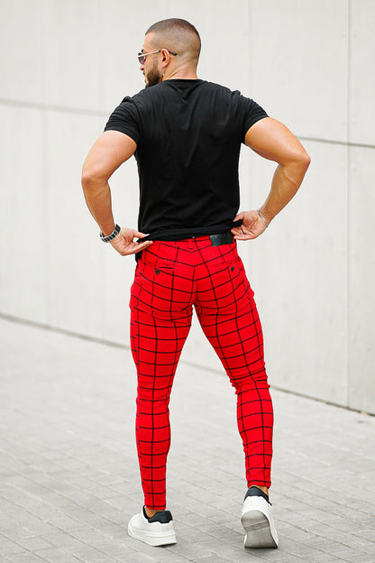 men's red plaid pants