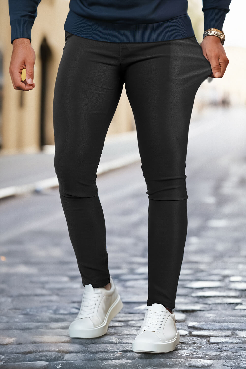 Mens Casual Black Trouser